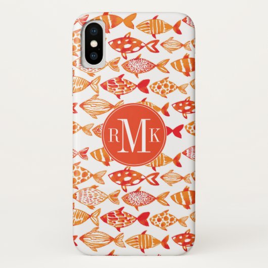 Coques Case-Mate iPhone Monogramme| Motif d'eau d'orange vif (Dos)