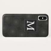 Coques Case-Mate iPhone Monogramme motif des cercles de charbon (Dos (Horizontal))