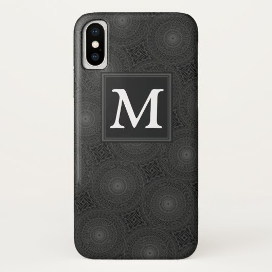 Coques Case-Mate iPhone Monogramme motif des cercles de charbon (Dos)