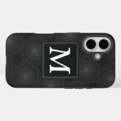 Coques Case-Mate iPhone Monogramme motif des cercles de charbon (Verso (horizontal))