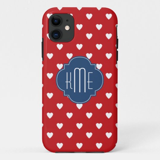 Coques Case-Mate iPhone Monogramme Motif du coeur rouge (Dos)
