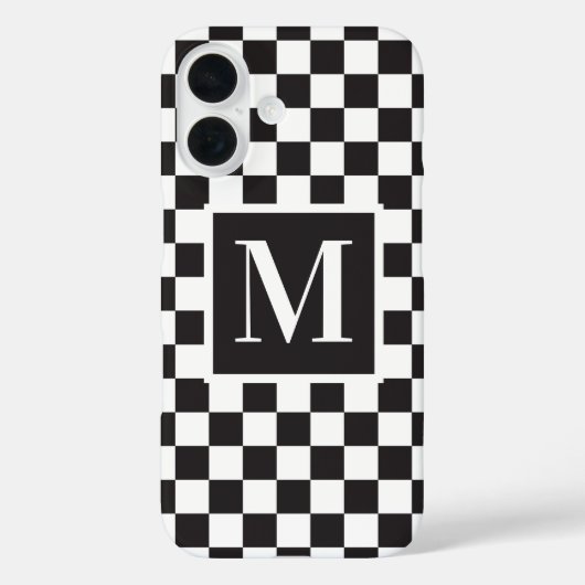 Coques Case-Mate iPhone Monogramme Motif en tableau noir et blanc (Verso)