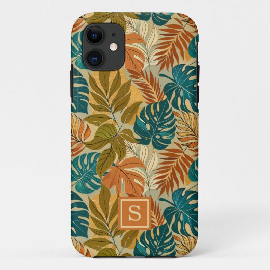 Coques Case-Mate iPhone Monogramme Motif Feuille tropical (Dos)