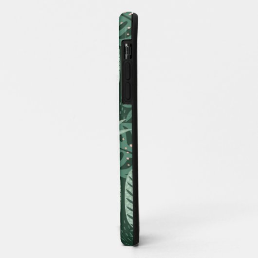 Coques Case-Mate iPhone Monogramme Motif Feuille vert moderne (Dos/Gauche)