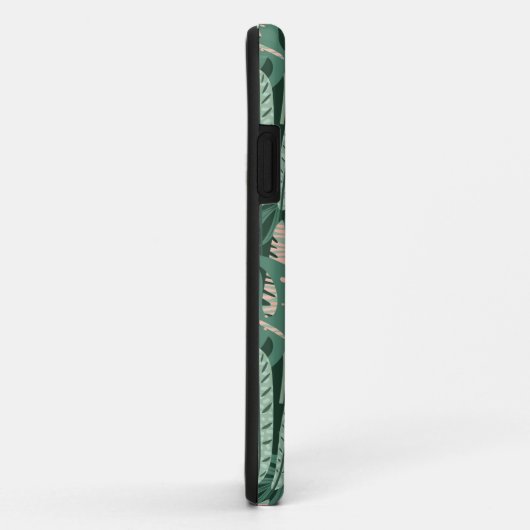 Coques Case-Mate iPhone Monogramme Motif Feuille vert moderne (Dos/Droite)