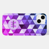 Coques Case-Mate iPhone Monogramme motif géométrique triangle bleu violet (Verso (horizontal))