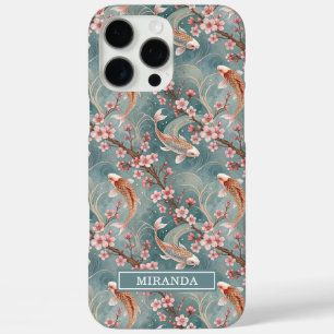 Coques iPhone 16 Pro Max Monogramme motif japonais Sakura Koi Fish
