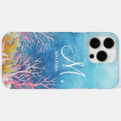 Coques Case-Mate iPhone Monogramme motif marin bleu moderne (Verso (horizontal))