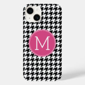 Coques Case-Mate iPhone Monogramme Motif noir blanc rose chaud (Verso)