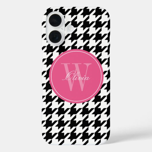 Coques Case-Mate iPhone Monogramme Motif noir et rose (Verso)