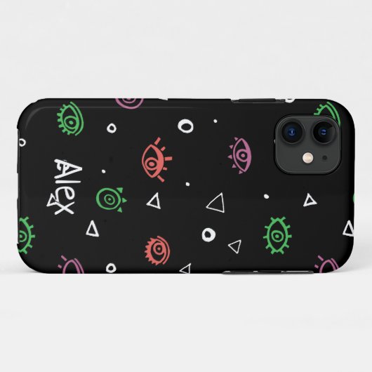 Coques Case-Mate iPhone Monogramme Motif oculaire ajouter prénom (Dos (Horizontal))