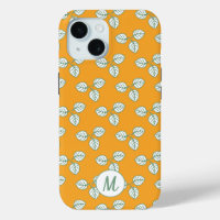 Monogramme Motif orange et feuille blanche moderne