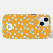Coques Case-Mate iPhone Monogramme Motif orange et feuille blanche moderne (Verso (horizontal))