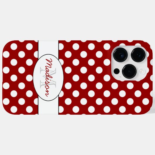 Coques Case-Mate iPhone Monogramme motif pois rouge tendance (Verso (horizontal))