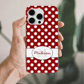 Coques Case-Mate iPhone Monogramme motif pois rouge tendance