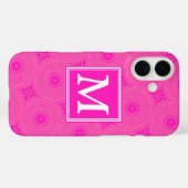 Coques Case-Mate iPhone Monogramme motif rose chaud cercles (Verso (horizontal))