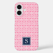 Coques Case-Mate iPhone Monogramme Motif rose et marine Preppy (Verso)