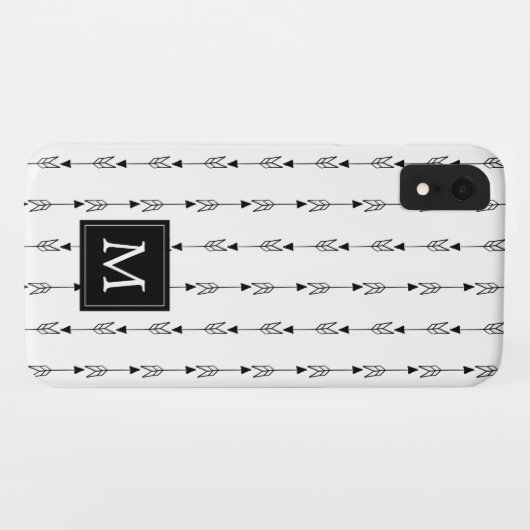 Coques Case-Mate iPhone Monogramme Motif simple noir et blanc Boho Arrow (Dos (Horizontal))