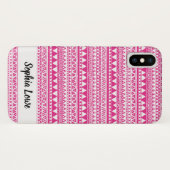 Coques Case-Mate iPhone Monogramme Motif tribal rose (Dos (Horizontal))
