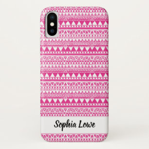 Coque iPhone X Monogramme Motif tribal rose