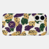 Coques Case-Mate iPhone Monogramme Motif vert violet or brosses (Verso (horizontal))