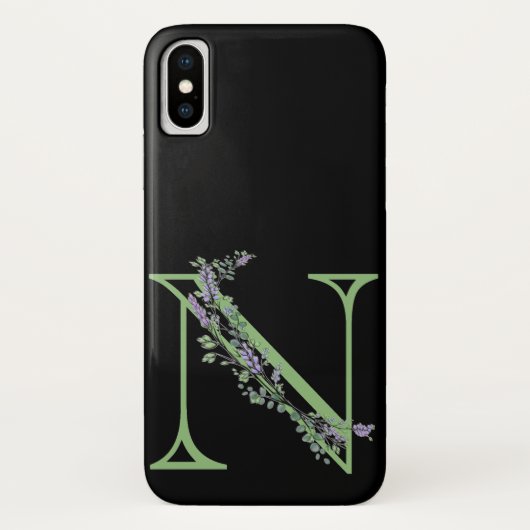 Coques Case-Mate iPhone Monogramme N Lavande Eucalyptus (Dos)