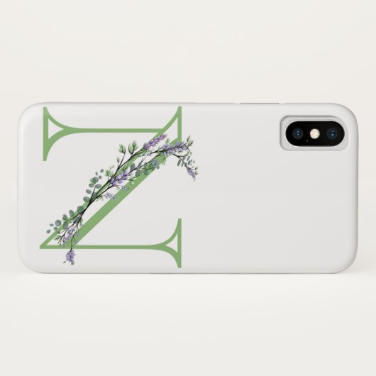 Coques Case-Mate iPhone Monogramme N Lavande Eucalyptus (Dos (Horizontal))