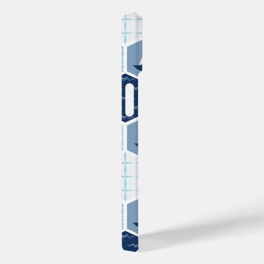 Coques Case-Mate iPhone Monogramme Nautique Moderne Bateau Bleu Personnali (Verso / Droite)