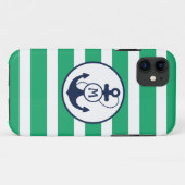 Coques Case-Mate iPhone Monogramme nautique vert d'Ancre (Dos (Horizontal))