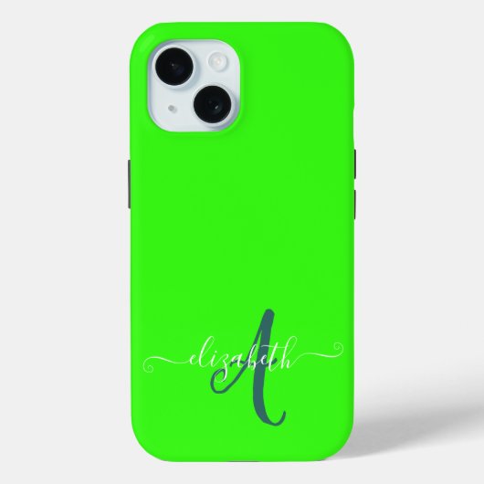 Coques Case-Mate iPhone Monogramme Néon Fluorescent Vert (Verso)