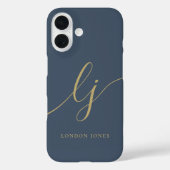 Coques Case-Mate iPhone Monogramme Neutre Moderne Minimale Stylish Marine  (Verso)