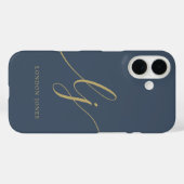 Coques Case-Mate iPhone Monogramme Neutre Moderne Minimale Stylish Marine  (Verso (horizontal))