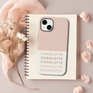 Coque Pour iPhone 14 Monogramme Neutre Moderne Minimaliste Élégant Coqu