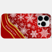 Coques Case-Mate iPhone Monogramme Noël Rouge or blanc Snowflakes (Verso (horizontal))