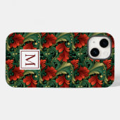 Coques Case-Mate iPhone Monogramme Noël Vert Rouge Art Nouveau (Verso (horizontal))