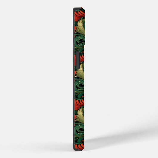Coques Case-Mate iPhone Monogramme Noël Vert Rouge Art Nouveau (Verso / Droite)