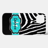 Coques Case-Mate iPhone Monogramme noir, Aqua Zebra Stripe iPad (Verso (horizontal))