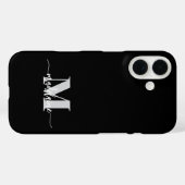 Coques Case-Mate iPhone Monogramme noir argent blanc personnel (Verso (horizontal))