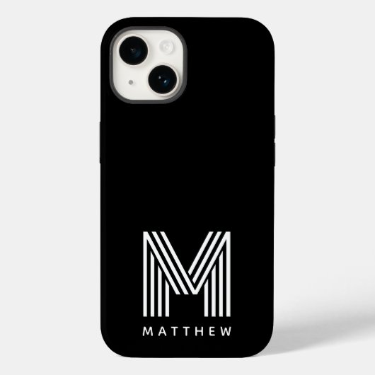 Coques Case-Mate iPhone Monogramme noir blanc (Verso)
