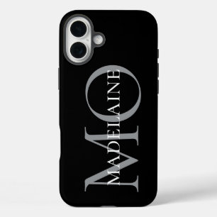 Coques iPhone 16 Plus Monogramme noir blanc