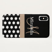 Coques Case-Mate iPhone Monogramme noir blanc beige Pois (Dos (Horizontal))