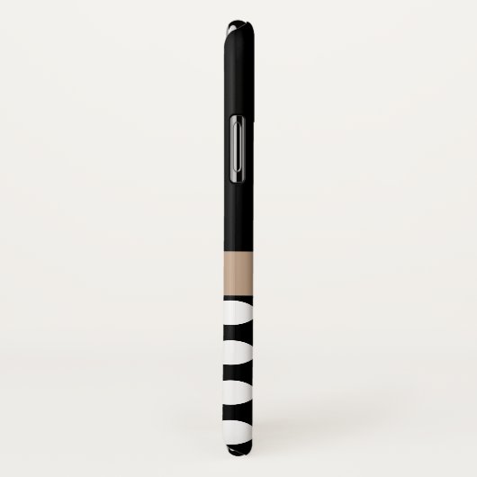 Coques Case-Mate iPhone Monogramme noir blanc beige Pois (Dos/Droite)