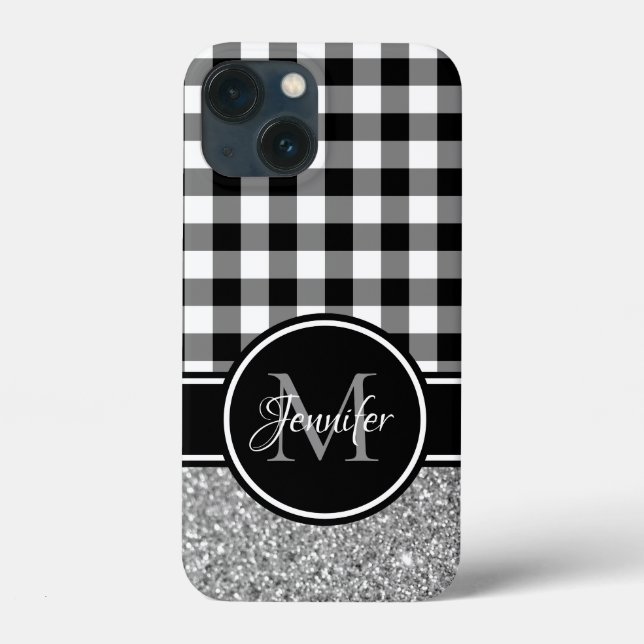 Coques Case-Mate iPhone Monogramme noir blanc gris Parties scintillant Buf (Verso)