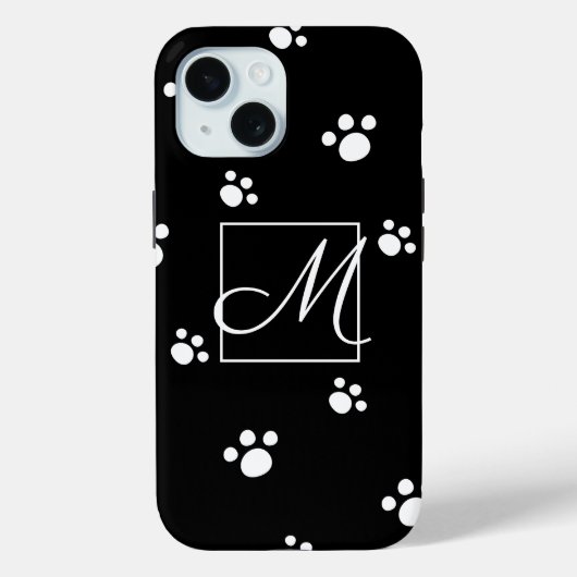 Coques Case-Mate iPhone Monogramme | Noir & blanc mignon Chien Chien Empre (Verso)