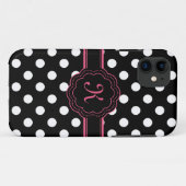Coques Case-Mate iPhone Monogramme noir blanc Pois rose (Dos (Horizontal))
