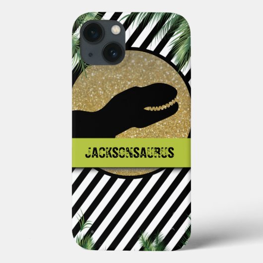 Coques Case-Mate iPhone monogramme noir blanc rayé Dinosaur (Verso)