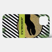 Coques Case-Mate iPhone monogramme noir blanc rayé Dinosaur (Verso (horizontal))