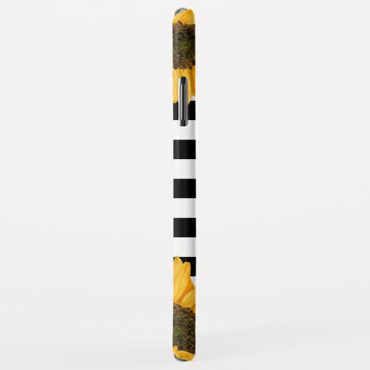 Coques Case-Mate iPhone Monogramme Noir blanc rayé tournesol Or (Dos/Droite)