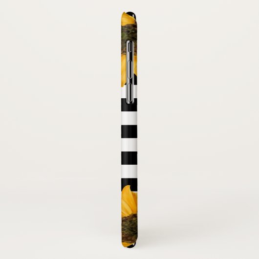 Coques Case-Mate iPhone Monogramme Noir blanc rayé tournesol Or (Dos/Gauche)