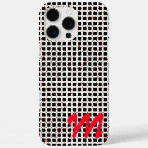 iPhone 16 Pro Max Case Monogramme Noir Blanc Rouge Motif personnalisable
